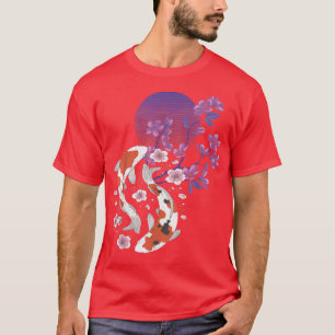 T-shirt Koi Sakura Arbre Yin Yang Printemps Fleur de ceris