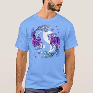 T-shirt Koi Yin Yang Cerisier Fleur Joyaux de natation Jap