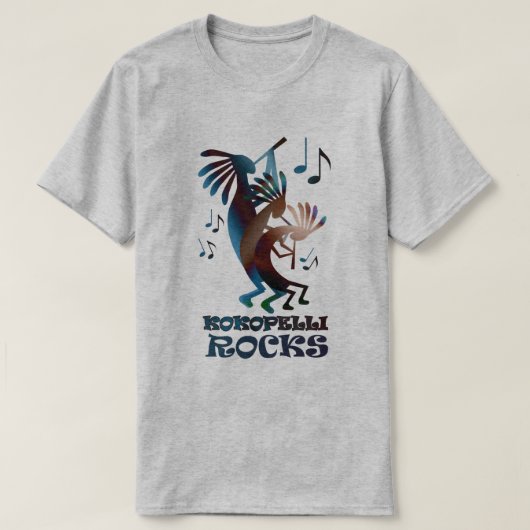 T-shirt Kokopelli Dance Musicien Basic Grey T (Design devant)