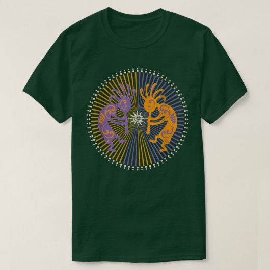 T-shirt Kokopelli Duo - Rays Circle - Spirit Of Sun Music  (Design devant)