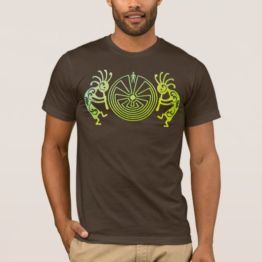 T-shirt KOKOPELLI / L'HOMME DANS LE MAZE vert + vos idées (Devant)