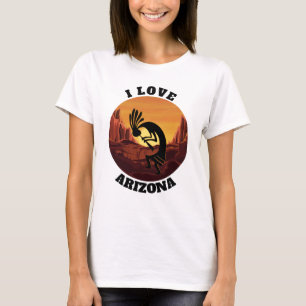 T-shirt Kokopelli Love Arizona Sunrise Gold Désert moderne