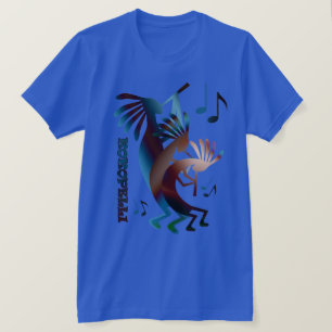 T-shirt Kokopelli Musique Danse Argent T