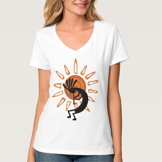 T-shirt Kokopelli Sun Ladies V-neck (Devant)