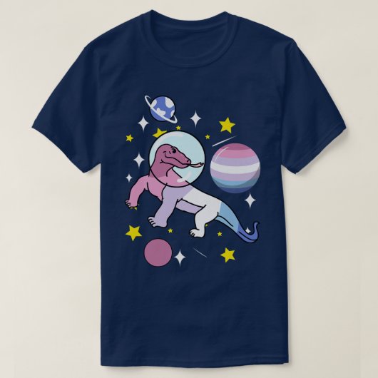 T-shirt Komodo Dragon Astronaut Bigender  (Design devant)