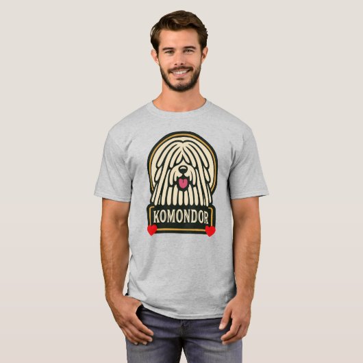 T-shirt Komondondor Hongrois Sheepdog Mop Chien avec Dread (Devant entier)