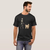 T-shirt Komondor Skeleton Dog Walking Halloween Dog (Devant entier)