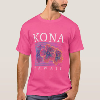 T-shirt Kona Hawaii Hawaii Hibiscus Fleurs Surfer Souve