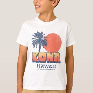 T-shirt Kona Hawaii Rétro Coucher de Soleil Palmier Mignon