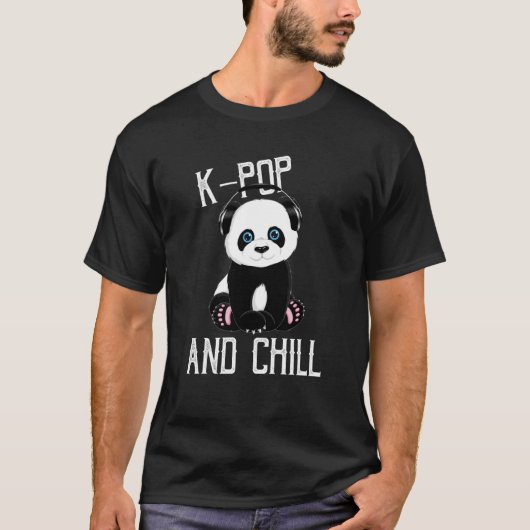 T-shirt Kpop and Chill Cute Panda Graphic (Devant)