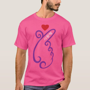 T-shirt Kpop Finger Heart Purple Coréen Pop Music Fan K-Po