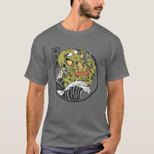 T-shirt Kraken Manger Ramen Bowl Kanagawa Wave Octopus Ram