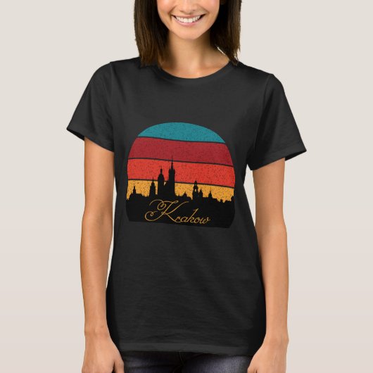 T-shirt Krakow Pologne Vieille Ville Voyage Rétro (Devant)