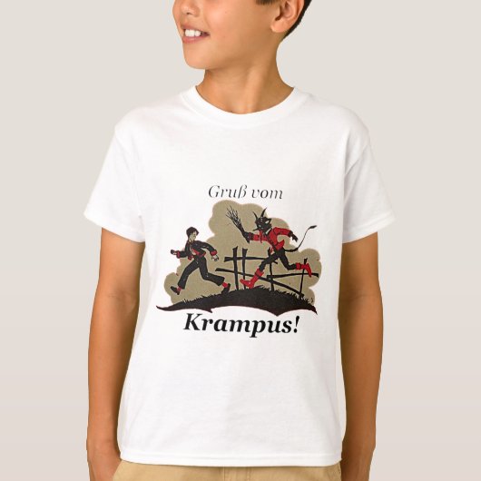 T-shirt Krampus pourchasse l'enfant (Devant)