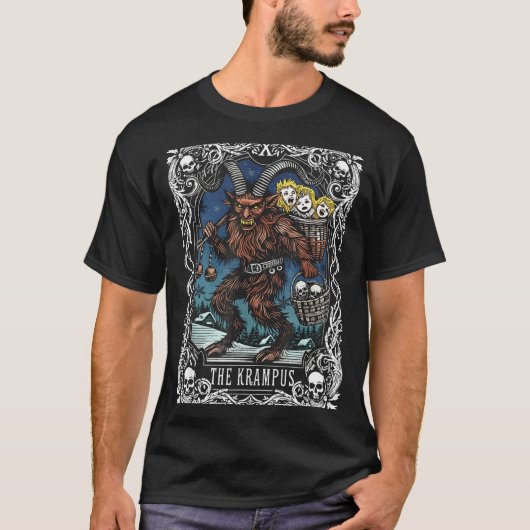 T-shirt Krampus Tarot Card Design Christmas Season Evil Pa (Devant)