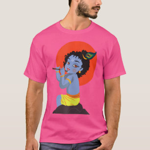 T-shirt Krishna Janmashtami Baby Krishna Jouer à la flûte