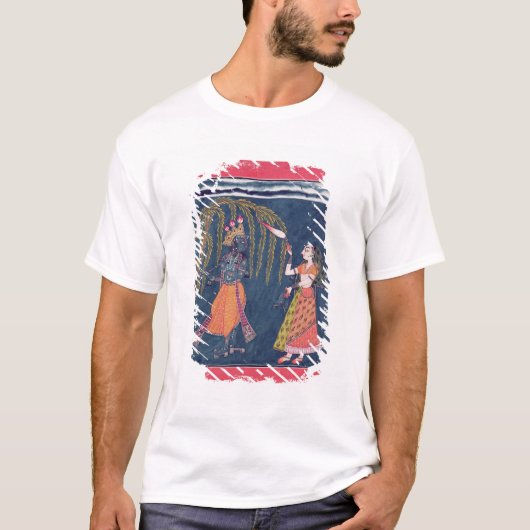 T-shirt Krishna jouant une cannelure, du 'Vahula (Devant)