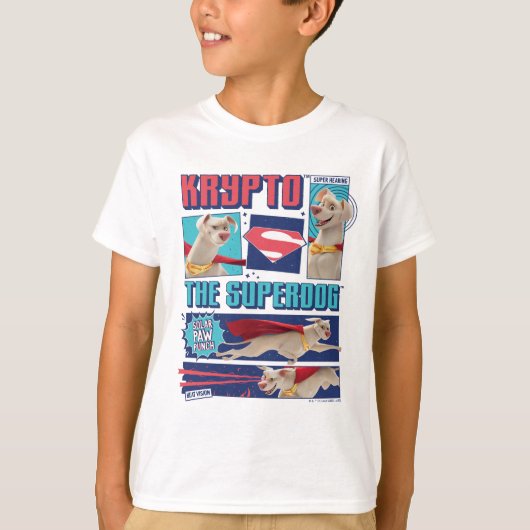 T-shirt Krypto Les Panneaux De Bande Dessinée Super Chien (Devant)