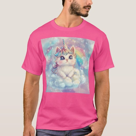 T-shirt Kwaii Cat Unicorn (Devant)
