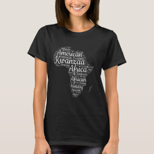 T-shirt Kwanzaa Afrique Carte Mots Motif Africain-Américai