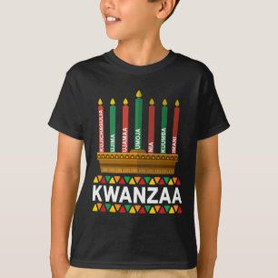 T-shirt Kwanzaa Principes Kwanzaa Bougies Kinara Pan Afri