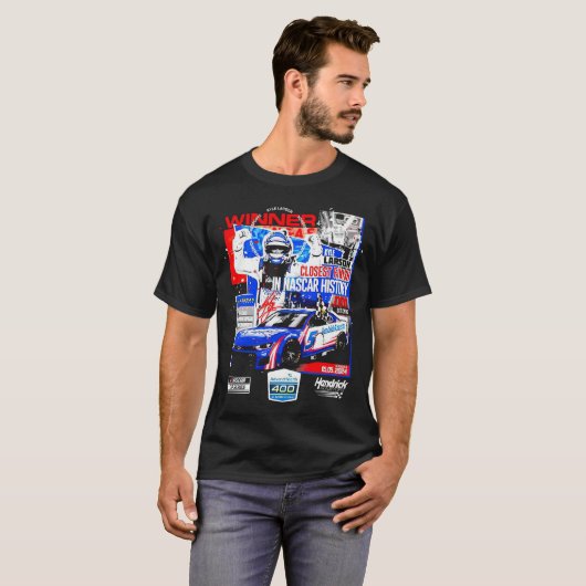 T-shirt Kyle Larson À damiers Drapeau Sports 2024 AdventHe (Devant entier)