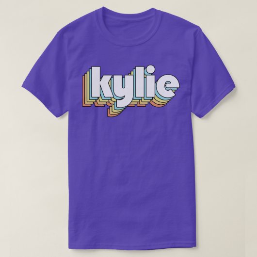 T-shirt Kylie Retro Typographie arc-en-ciel style défraîch (Design devant)