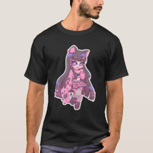 T-shirt Kyuuchandesu Neko Emo Girl Cat Alt Girl Esthétiqu