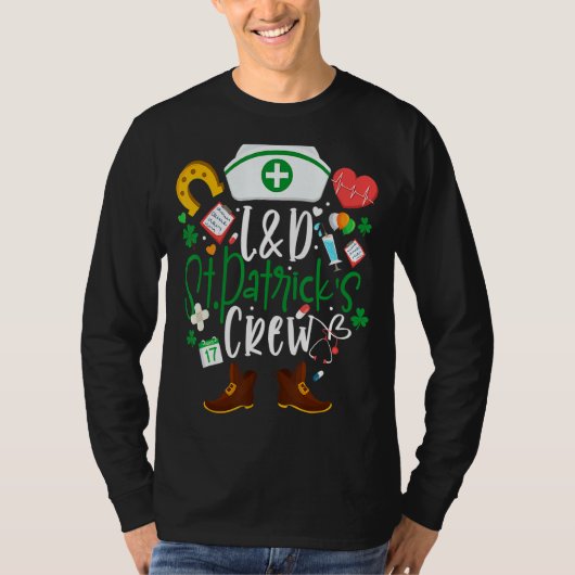 T-shirt L D St patrick Infirmière Équipage St Patrick Jour (Devant)