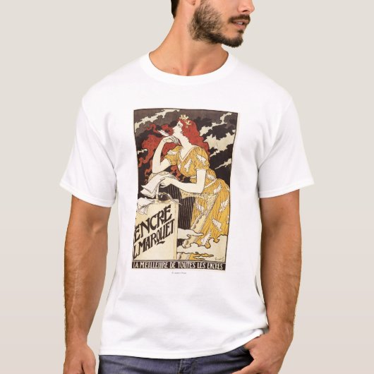 T-shirt L. Marquet Ink Rouge-A dirigé la femme et l'harpe (Devant)
