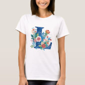 T-shirt L Monogramme orné design floral (Devant)