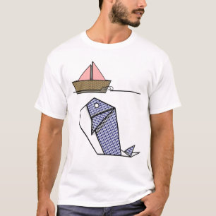 T-shirt La baleine d'Origami sous le bateau en papier