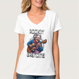 T-shirt La bande dessinée amusante de Rockin' Grandma