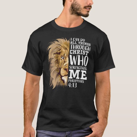 T-shirt La Bible Chrétienne Verse Cadeaux Hommes Papa Lion (Devant)