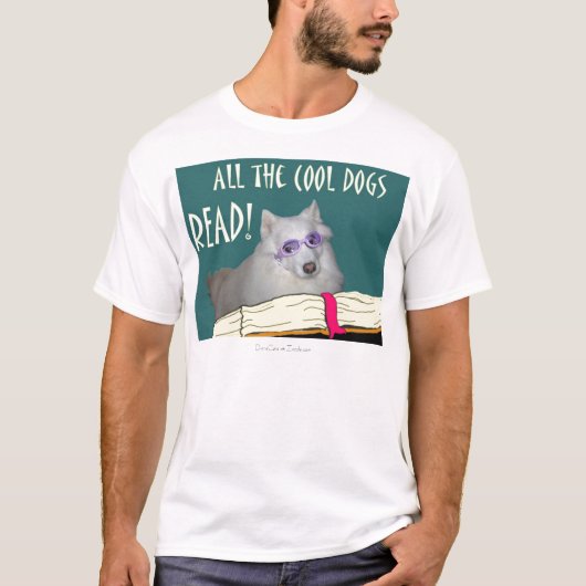 T-shirt La bibliothèque - Samoyed - les chiens frais a lu (Devant)