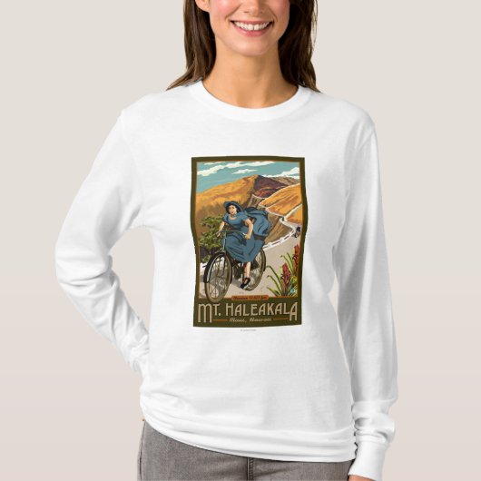 T-shirt La bicyclette de Mt. Haleakala monte Hawaï (Devant)