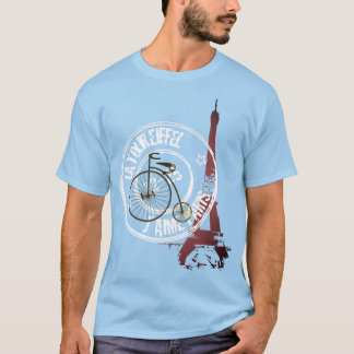 T-shirt La bicyclette de Tour Eiffel et de cru