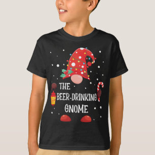 T-shirt La bière Boire Gnome Correspondant Noël de famille