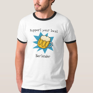 T-shirt la bière, soutiennent votre barman local, barman