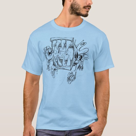 T-shirt La boîte à cons (version de croquis) (Devant)