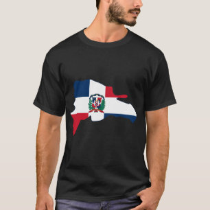 T-shirt La carte de drapeau de la République Dominicaine