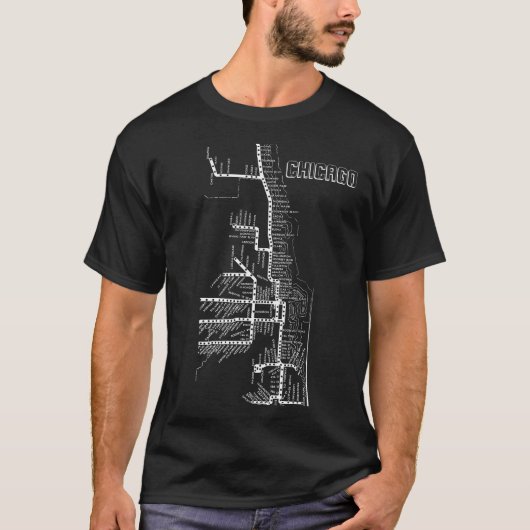 T-shirt La carte de souterrain de Chicago avec le train (Devant)