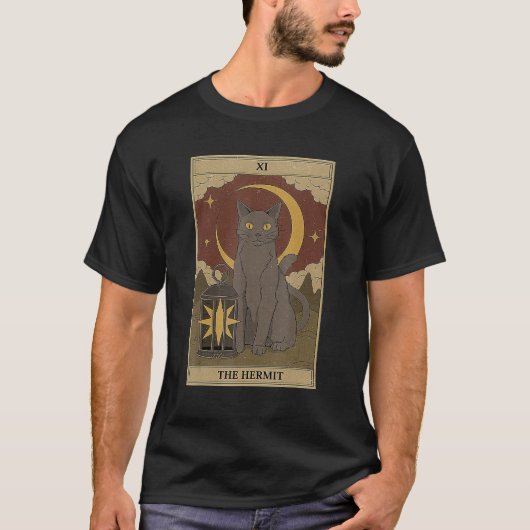 T-shirt La carte de tarot du chat Hermit (Devant)