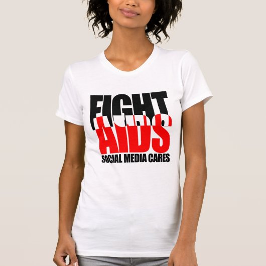 T-shirt La chemise de médias de SIDA de combat des femmes (Devant)