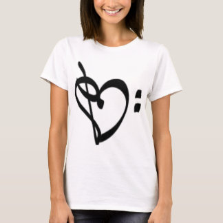 T-shirt La chemise des femmes de coeur de clef de musique