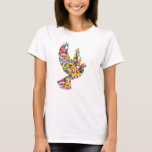 T-shirt La colombe de la paix mondiale faite de drapeaux i (Devant)