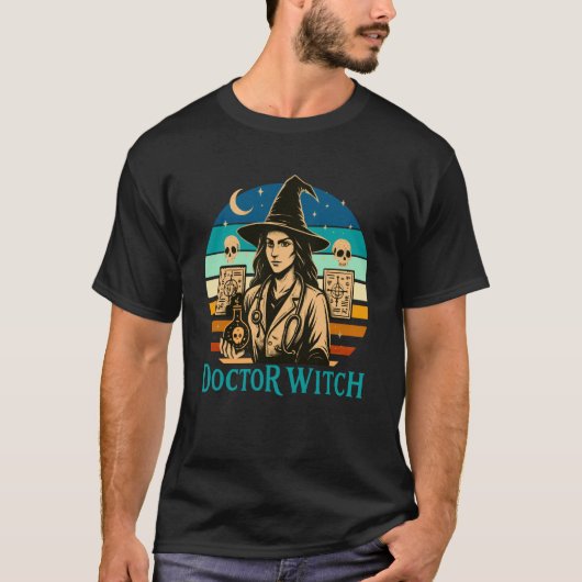 T-shirt La conception d'Halloween drôle de sorcière de doc (Devant)