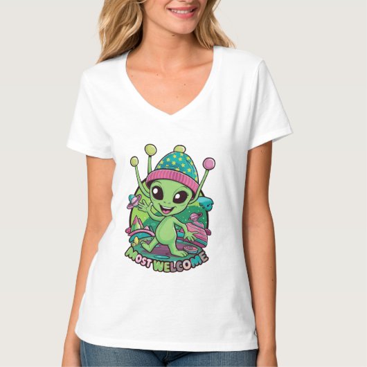 T-shirt La conception extraterrestre la plus bienvenue (Devant)