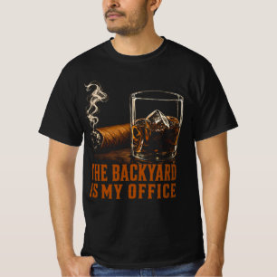T-shirt La cour est mon bureau Funny Bourbon Cigare