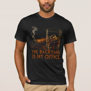 T-shirt La cour est mon bureau Funny Whiskey Cigare